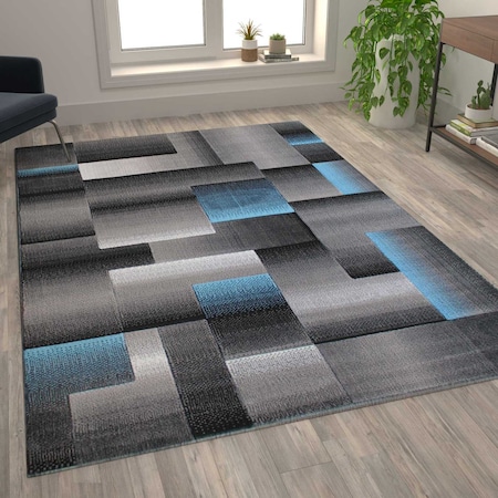 Flash Furniture Blue 6' x 9' Modern Color Blocked Area Rug ACD-RGTRZ861-69-BL-GG